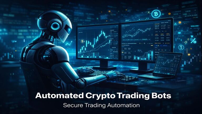 Automated crypto trading bots operating 24/7 using secure trading automation systems